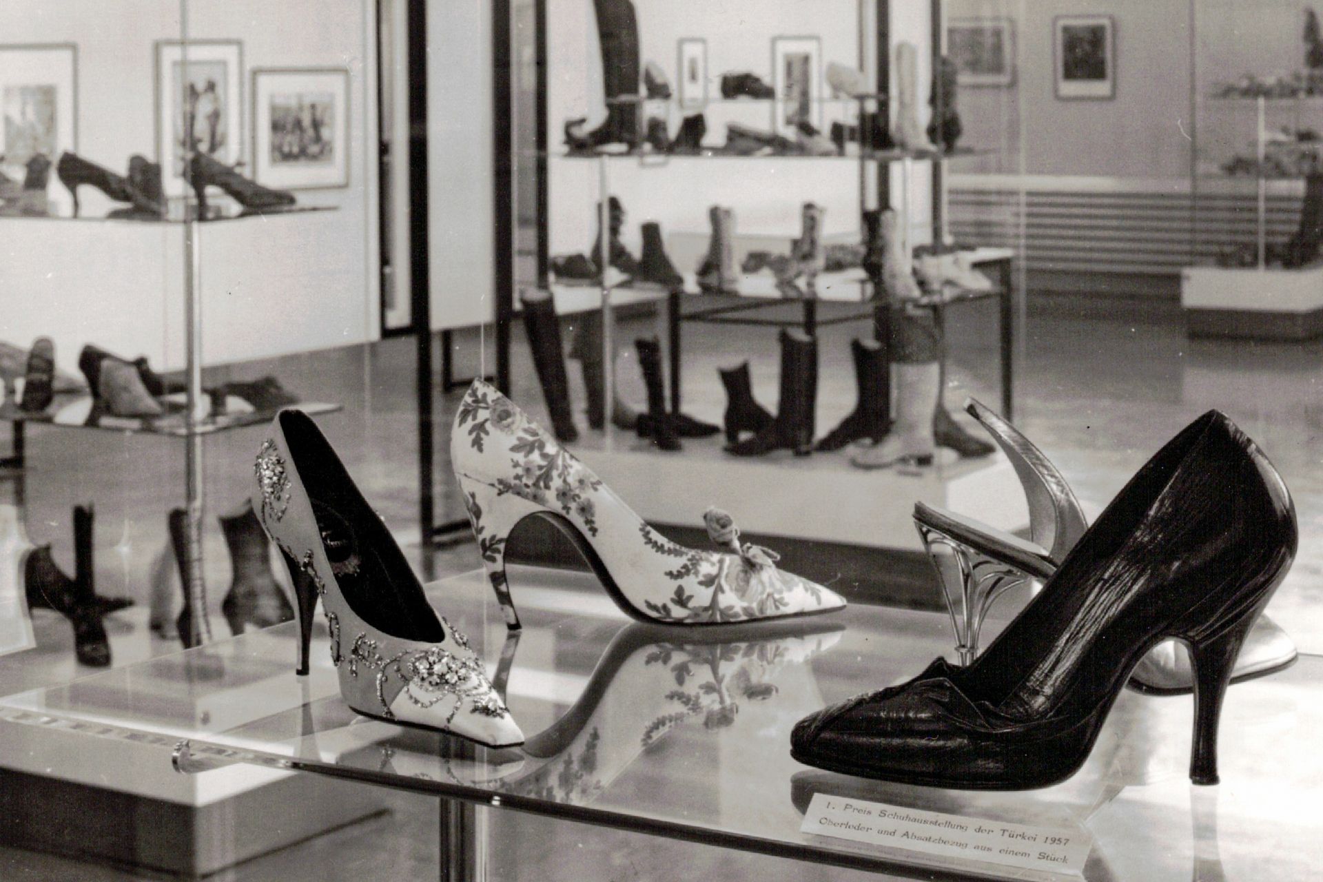 Shoe exhibition at the museum, 1960s Shoe exhibition at the museum, 1960s