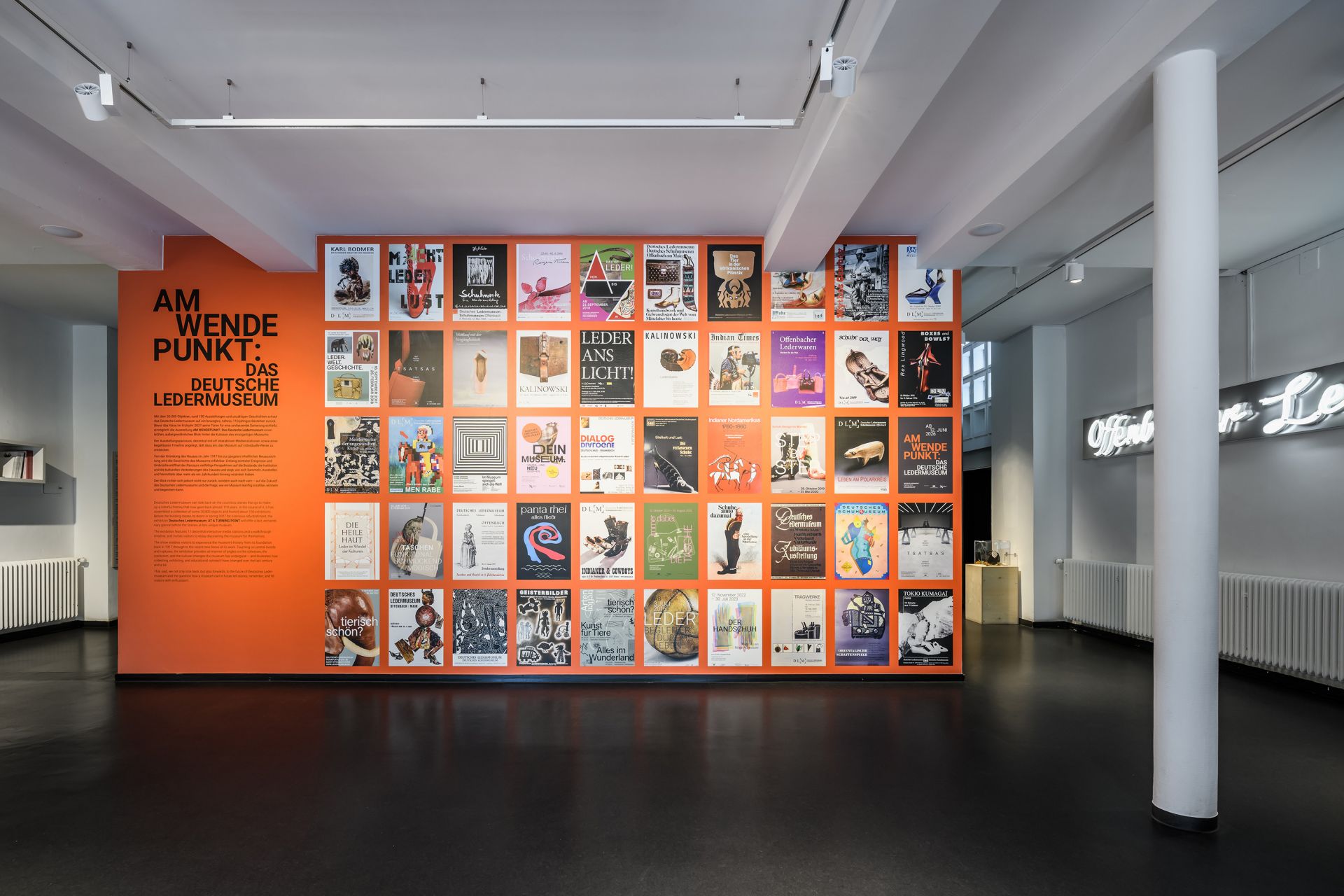 Exhibition posters from recent decades on display in the foyer